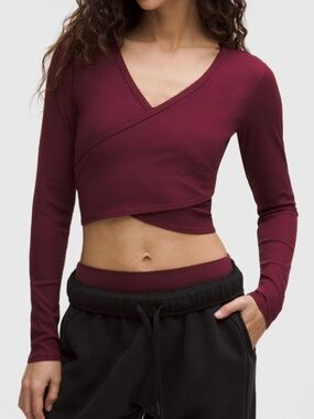 Lululemon Nulu Ribbed Wrap-Front Long-Sleeve Shirt Heart